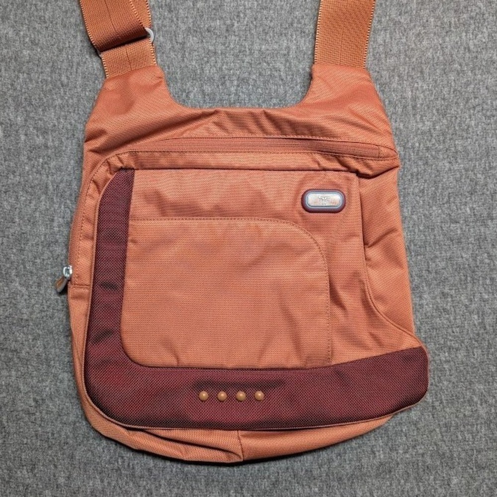 Tumi T-Tech Messenger Bag Unisex OS Orange Burgundy Nylon Crossbody 5123CND